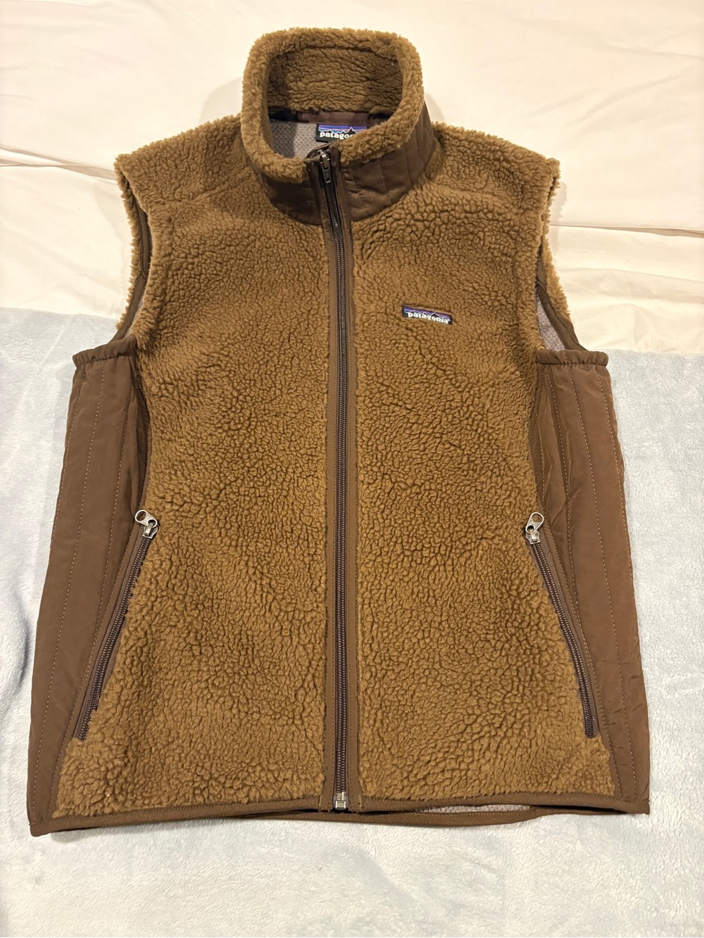 Patagonia Kids Brown Sherpa Fleece Vest with Zip Pockets